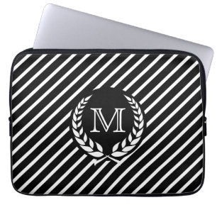 Black DS Wreathed Monogram Laptop Sleeve