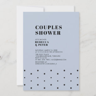 Black & Dust Blue   Modern Couples Wedding Shower Invitation