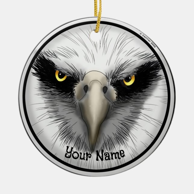Black Eagle  Ceramic Tree Decoration (Front)