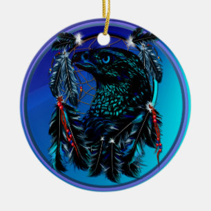 Black Eagle_Dreamcatcher-Ornament Ceramic Tree Decoration
