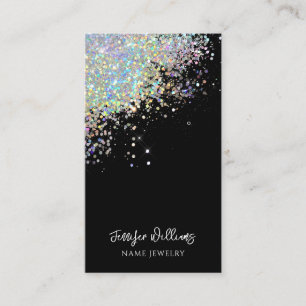 Black Earring Jewellery Holographic Glitter Displa Business Card