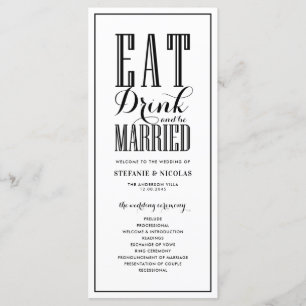 Black   Eat Drink and be Married Wedding Programs Programme