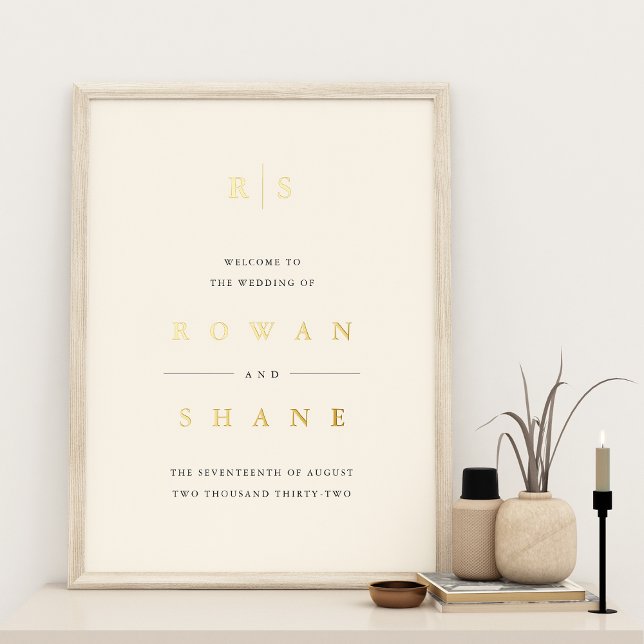 Black & Ecru Monogram Wedding Welcome Foil Prints (Creator Uploaded)