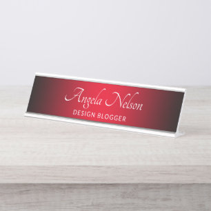 Black Edge Red Ombre Desk Name Plate