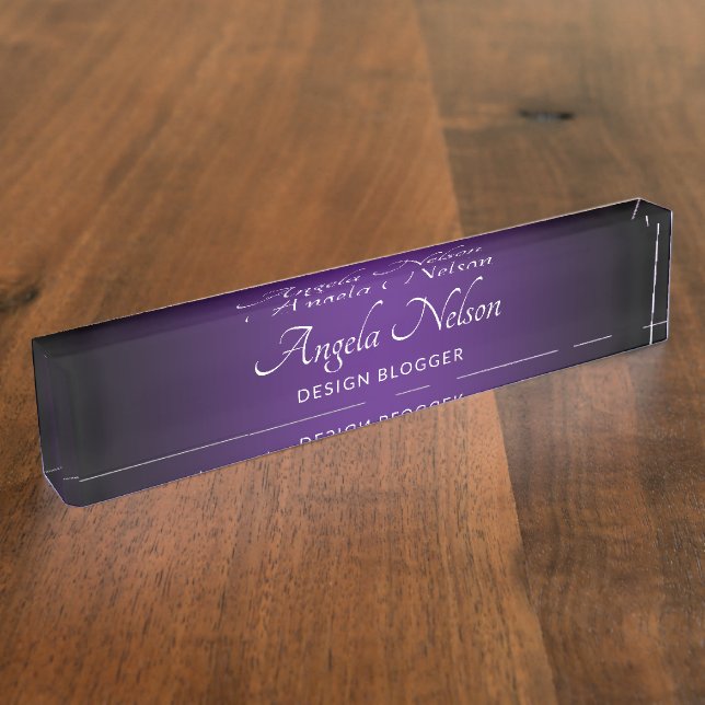 Black Edge Royal Purple Ombre Nameplate (Side)
