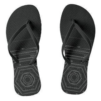 Black edgy tribal geometry flip flops