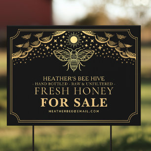 Black Editable Witchy Tarot Beekeeper Honeybee  Garden Sign