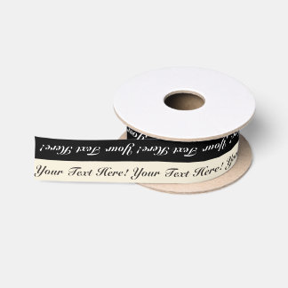 Black & Eggshell Stripe Personalised Text Ribbon Satin Ribbon