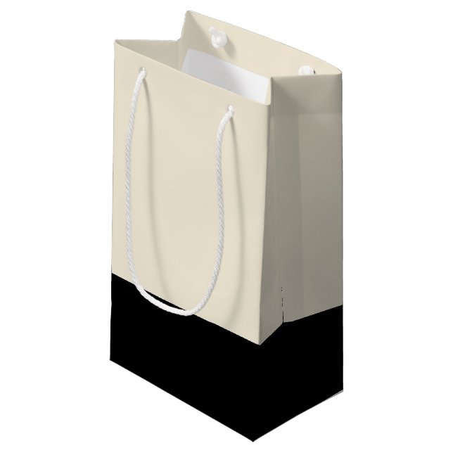 Black & Eggshell White Colour Block Gift Bag (Front Angled)