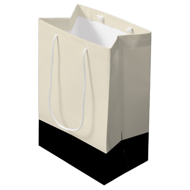Black & Eggshell White Unisex Colour Block Medium Gift Bag (Front Angled)