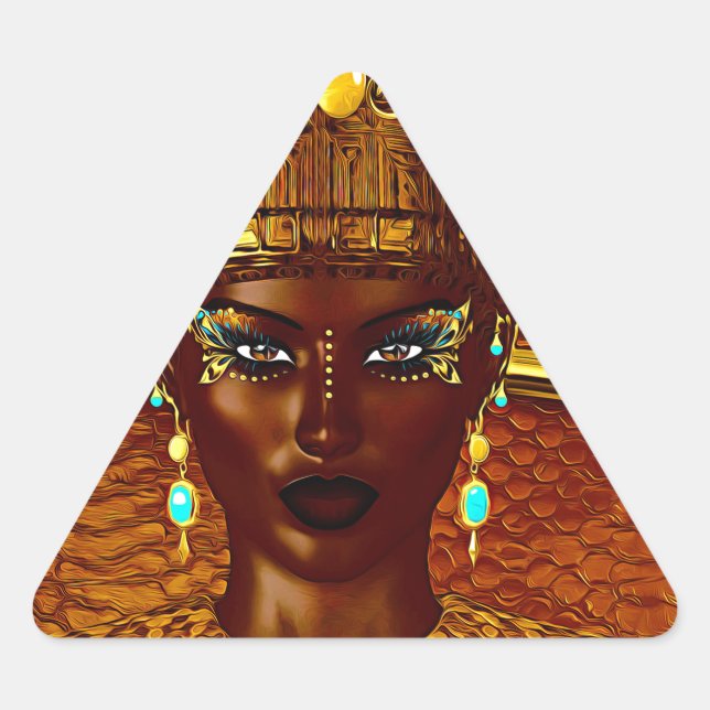 Black Egyptian princess in our modern digital art Triangle Sticker (Front)