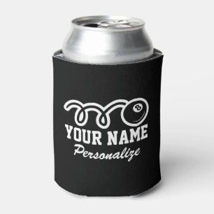 Black eight ball cartoon print custom name can cooler