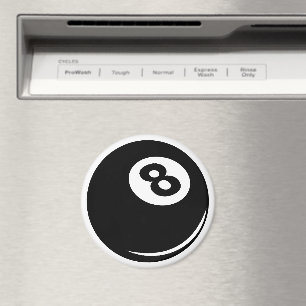 Black eight ball fridge magnet for pool player