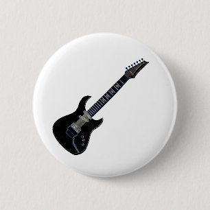 Black Electric Guitar 6 Cm Round Badge