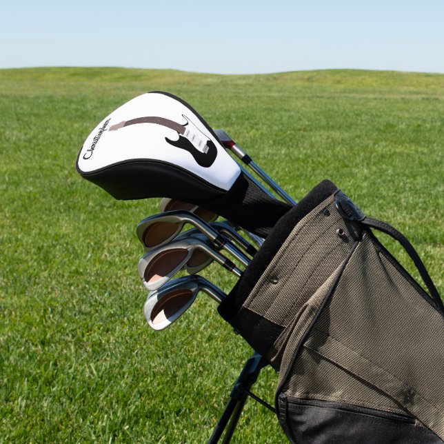 Black Electric Guitar Design Golf Head Cover (In Situ)
