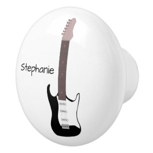 Black Electric Guitar Design Personalised Ceramic Knob