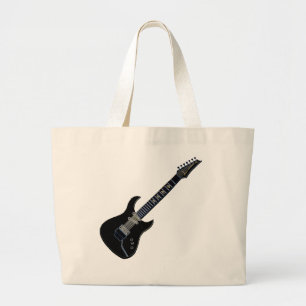 Black Electric Guitar Large Tote Bag
