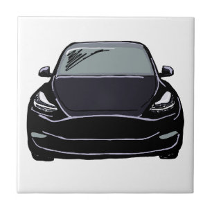 Black Electric Vehicle SUV Car Drawing Tile