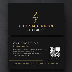 Black Electrician Professional QR Code Business Card