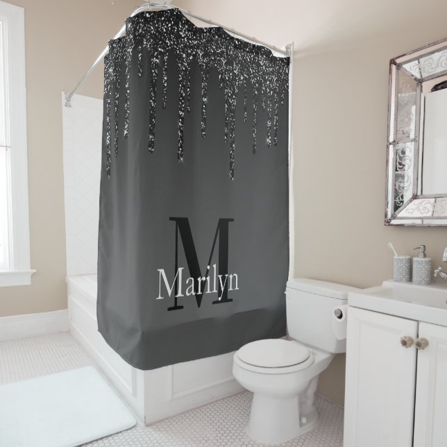 BLACK ELEGANCE GLITTER   SHOWER CURTAIN (In Situ)
