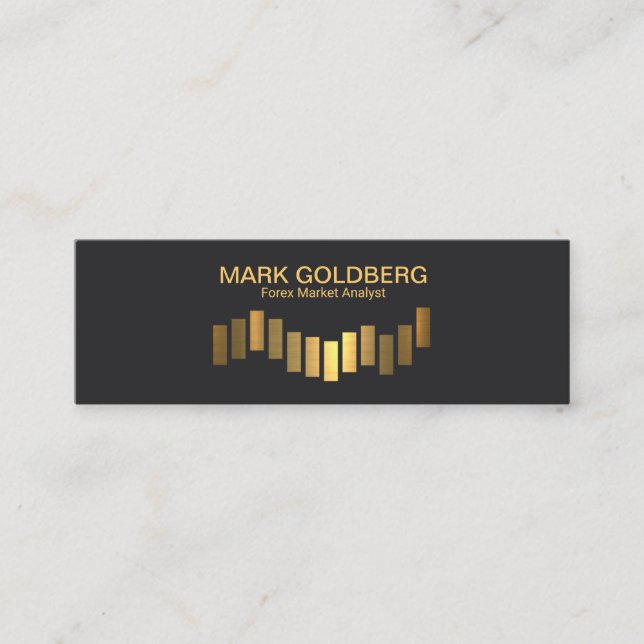 Black Elegance Gold Stock Graph Forex Dealer Mini Business Card (Front)