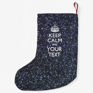 Black Elegance Keep Calm Your Text Small Christmas Stocking
