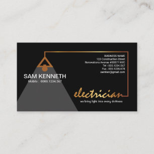 Black Elegance Luminous Gold Electric Wiring Business Card