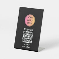 Black Elegance QR Menu Sign