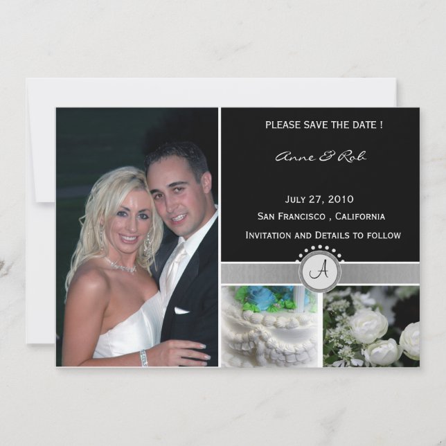 Black Elegance - Save the Date card. (Front)