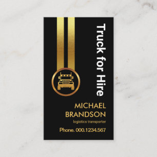 Black Elegance Vertical Gold Stripe Truck Driver Business Card