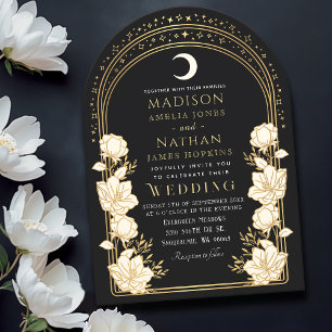 Black Elegant Arch Art Nouveau Wedding Invitation