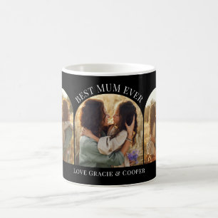 Black elegant arch multi photo best mum coffee mug