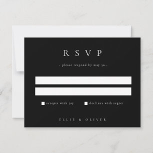 Black Elegant Boho Wedding Modern RSVP Card