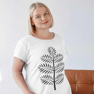 Black Elegant Botanical Tropical Branch Women T-Shirt