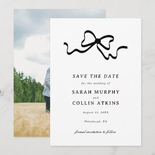 Black Elegant Bow Save the Date Invitation