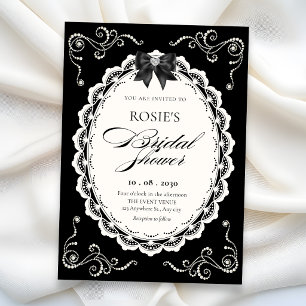 Black Elegant bridal shower Invitation