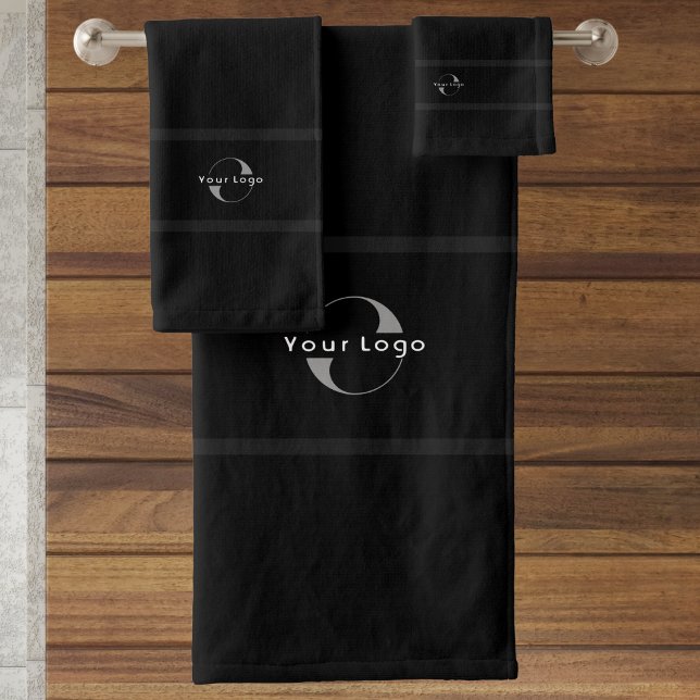 Black Elegant Business logo Hotel company brand Bath Towel Set (Creator Uploaded)