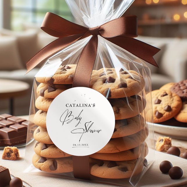 Black Elegant Calligraphy Baby Shower Sticker (Creator Uploaded)