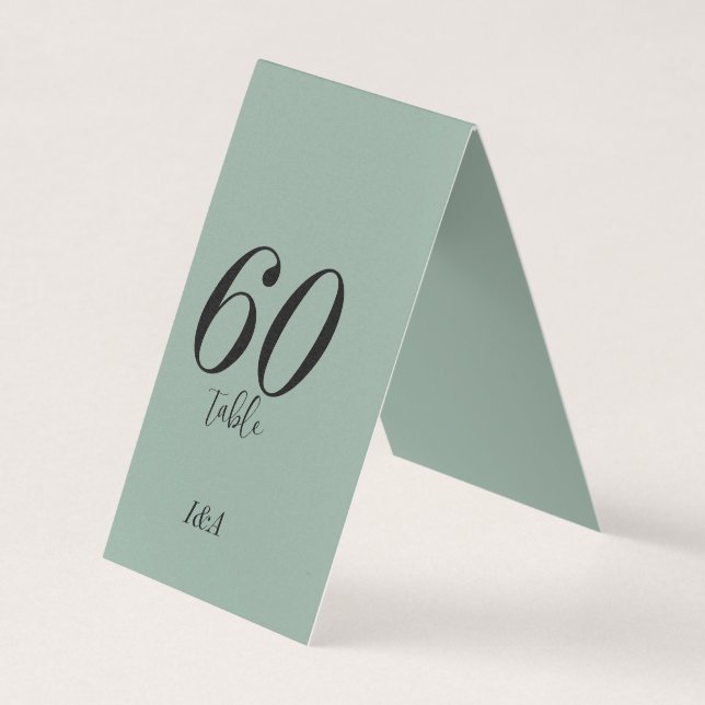 Black Elegant Calligraphy Numbers on Sage Green  (Front)