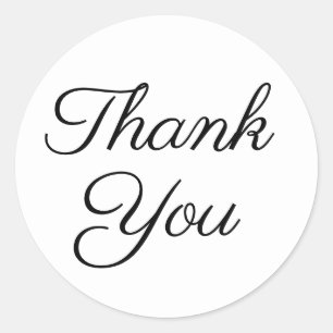 Black Elegant Calligraphy Thank You Classic Round Sticker