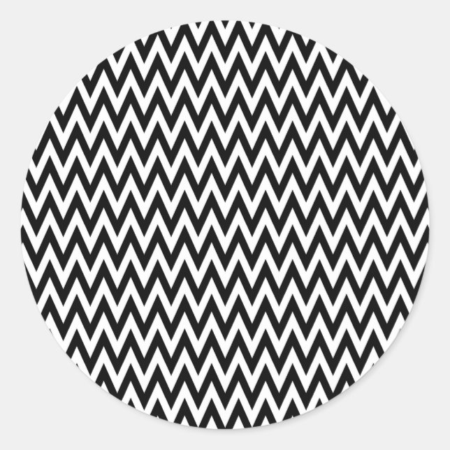 Black Elegant Chevron Design Classic Round Sticker (Front)