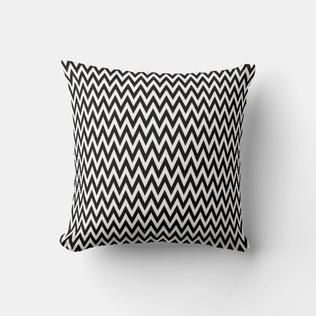 Black Elegant Chevron Design Cushion (Front)