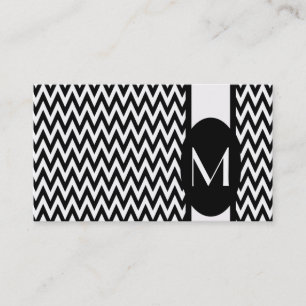 Black Elegant Chevron Monogram Business Card