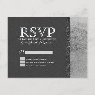 Black Elegant Chic Faux Foil & Glitter Invitation Postcard