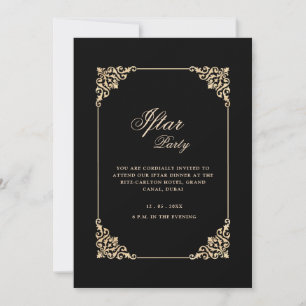 Black Elegant Classic Frame Script Iftar Party Invitation