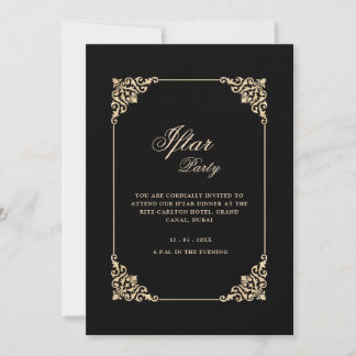 Black Elegant Classic Frame Script Iftar Party Invitation