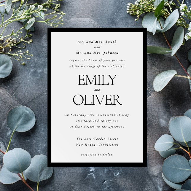 Black Elegant Classic Frame Wedding Parents Host Invitation (Creator Uploaded)