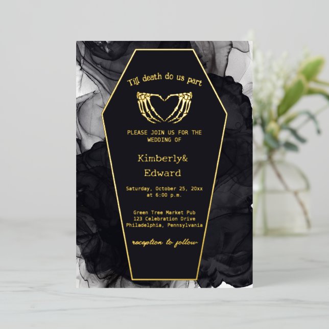 Black Elegant Coffin Gothic Halloween Wedding (Standing Front)