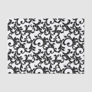 Black Elegant Damask Print Tissue Paper