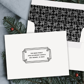 Black Elegant Deco Frame Holiday Envelope